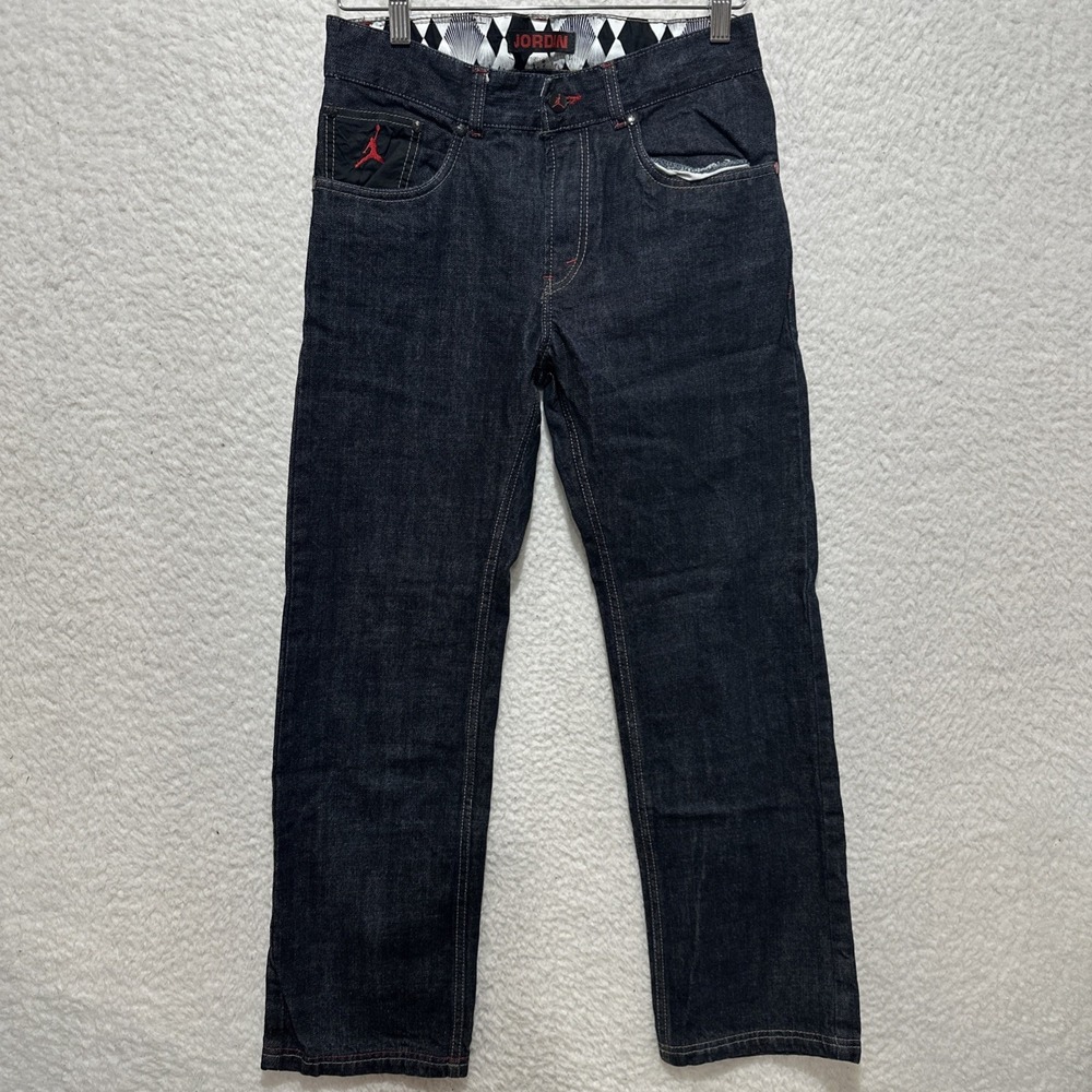 Vintage Air Jordan MJ 23 Youth Black Stone Wash Straight Leg Jeans Size 16